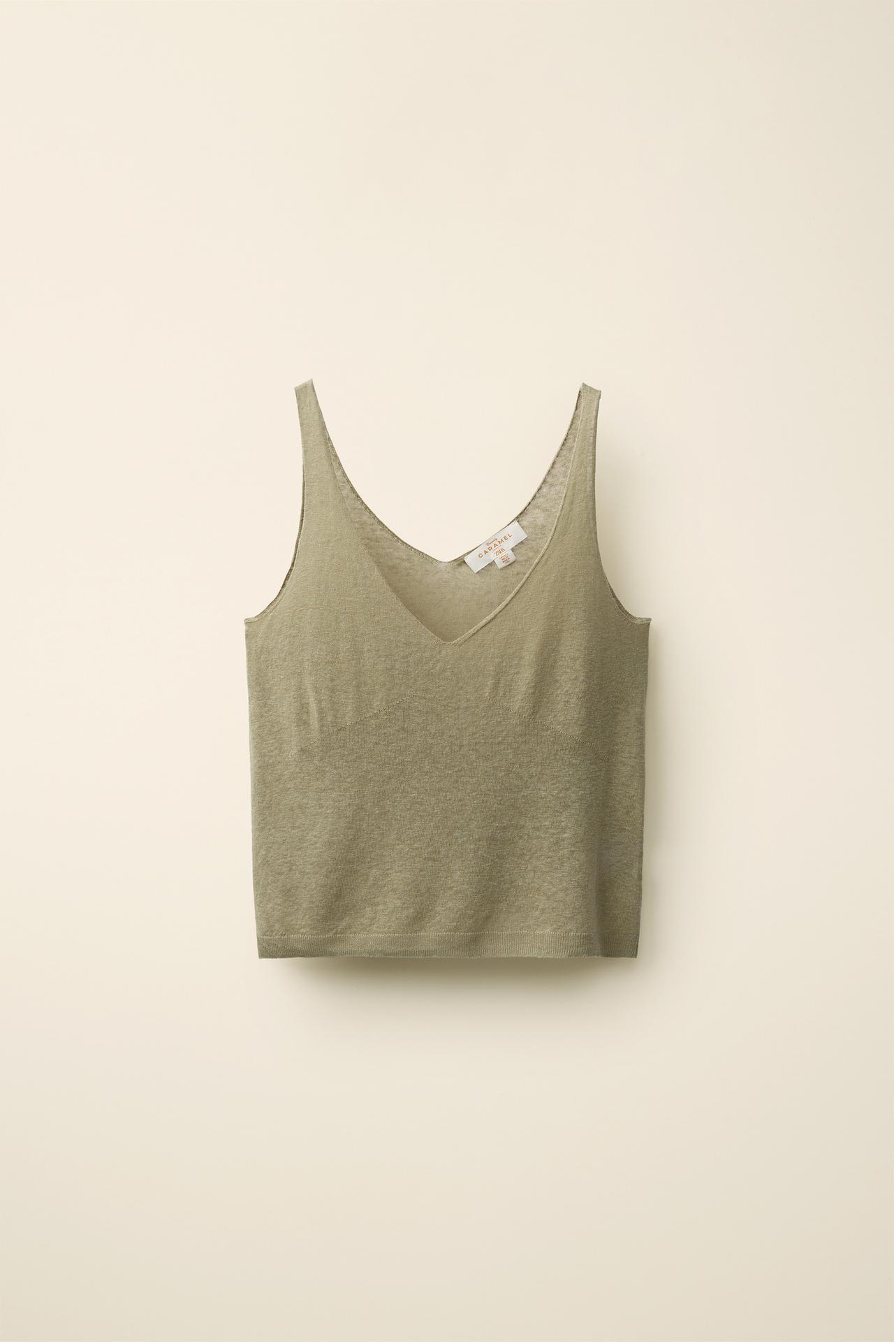 KNIT STRAPPY TOP CREATED BY CARAMEL LONDON X ZARA — Khaki