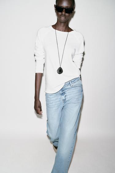 WASHED LONG SLEEVE T-SHIRT - White by Zara - Image 1