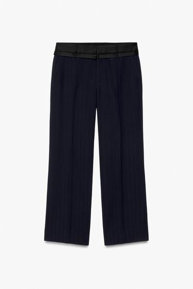 PANTALONS STRAIGHT FIT ESPIGA CONTRAST - Negre de Zara