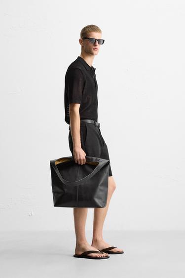 OPENWORK KNIT POLO SHIRT - Black by Zara - Image 3