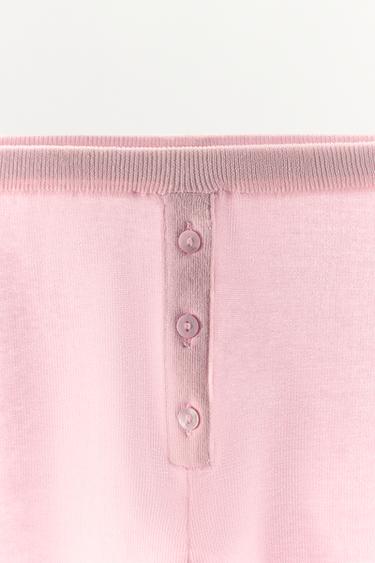 KNIT BUTTON-UP CAPRI LEGGINGS - Pink by Zara - Image 5