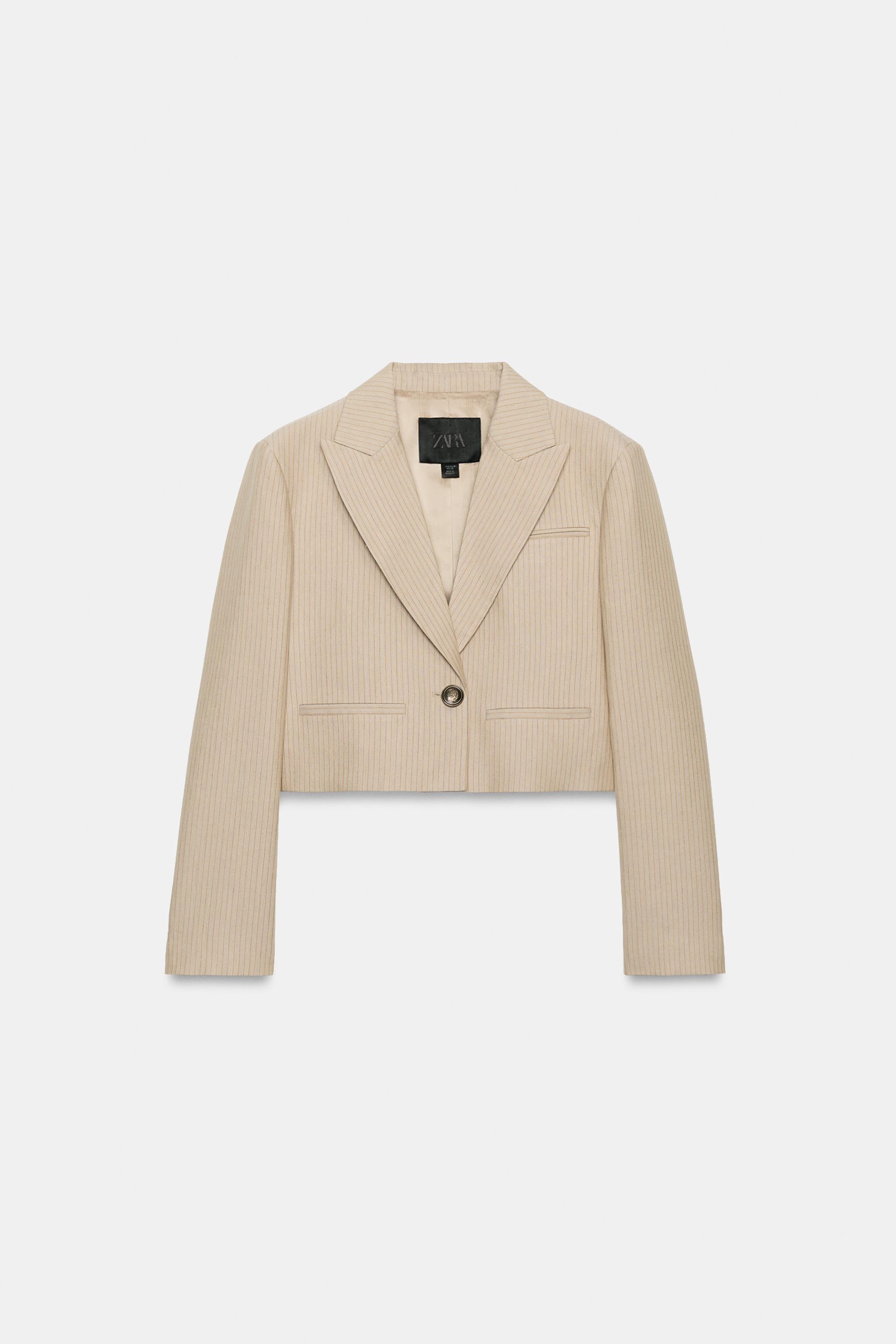 ZW COLLECTION STRIPED CROPPED BLAZER