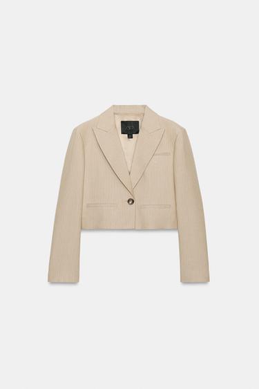 ZW COLLECTION STRIPED CROPPED BLAZER - Beige by Zara - Image 6