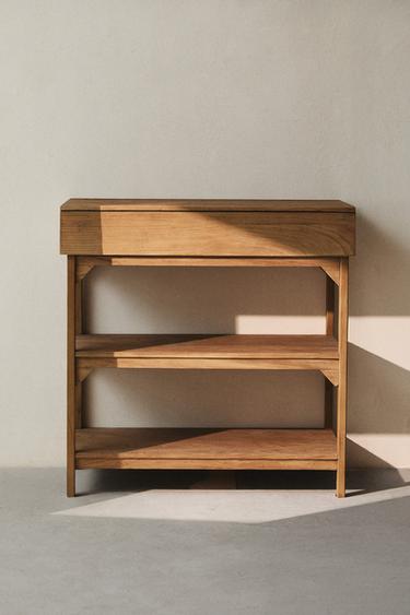 WOODEN STORAGE UNIT - Світло-бежевий Zara