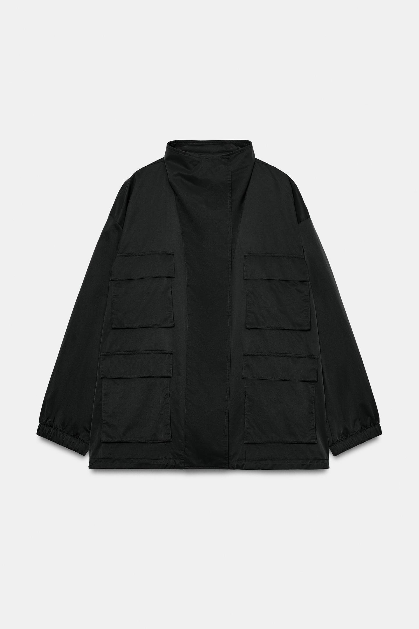 Женская куртка Zara ZW Collection Jacket with Pockets, цвет: Чёрный — фото 6