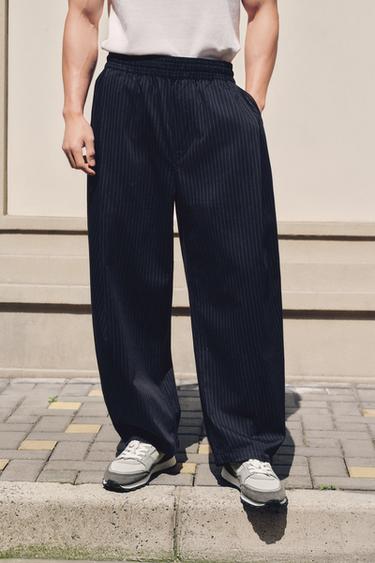 BALLOON FIT PLEATED TROUSERS - striped by Zara