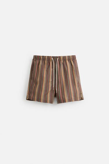 STRIPED LIMITED EDITION MID-LENGTH SWIMMING TRUNKS - Multicoloured by Zara
