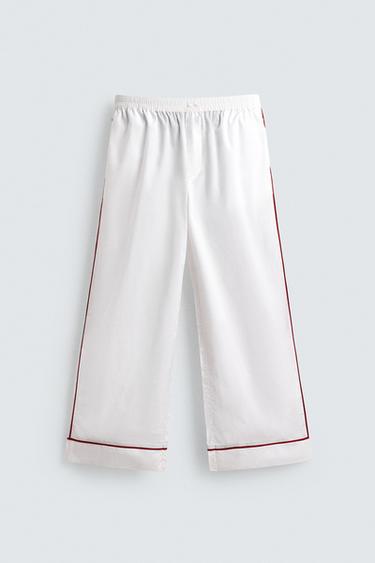 SCHLAFANZUG-SET MIT KONTRASTIERENDEN BIESEN - Weiß von Zara