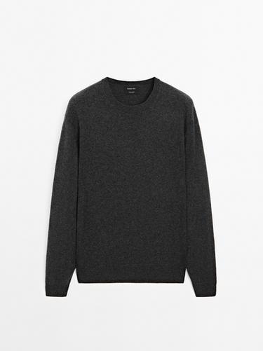 Zara Cashmere knit sweater with a crew neck - Anthracite Gray