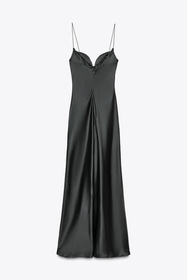 LONG SATIN DRESS - Black by Zara - Image 6