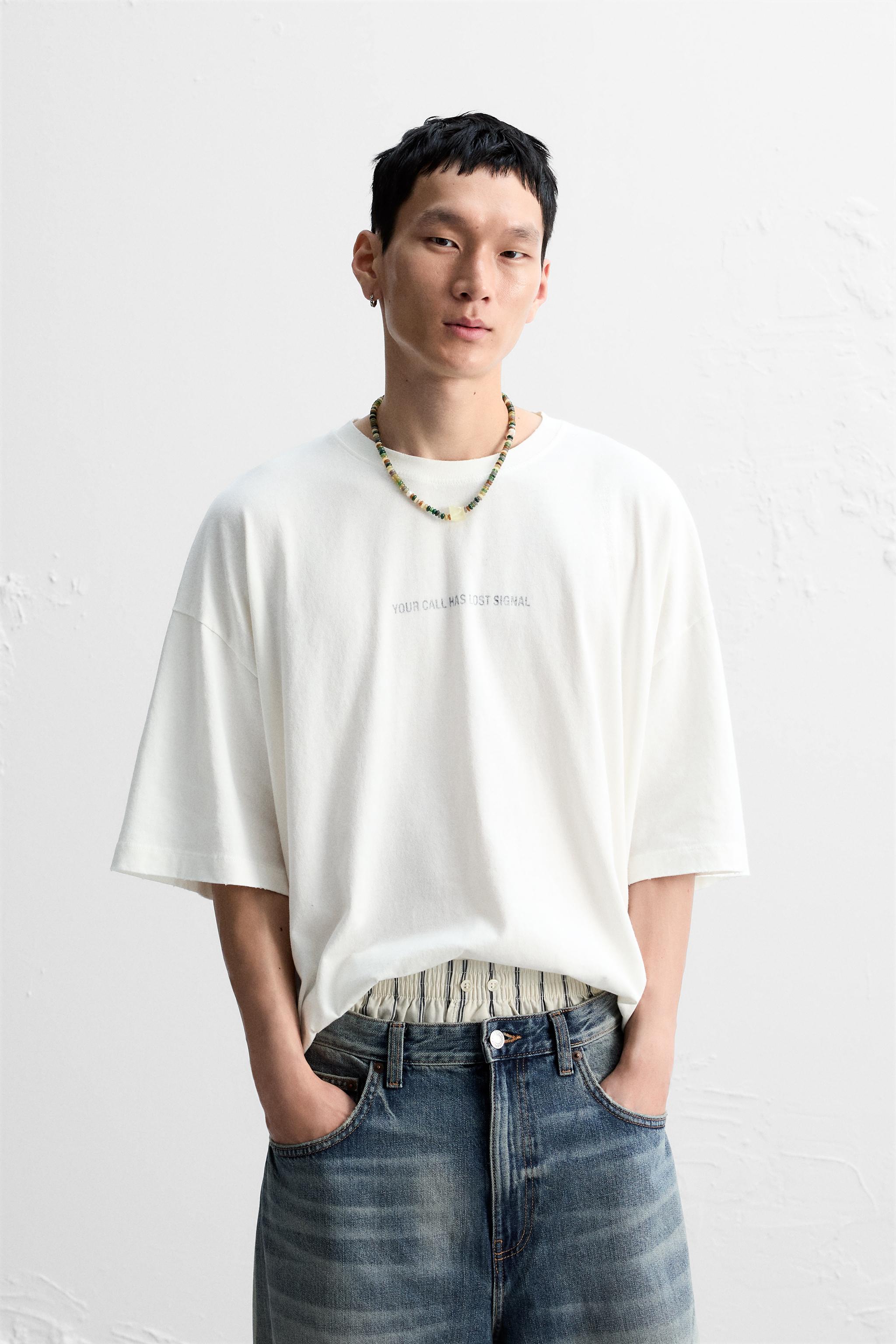 テキスト プリント Ｔシャツ - オフホワイト | ZARA Japan / 日本