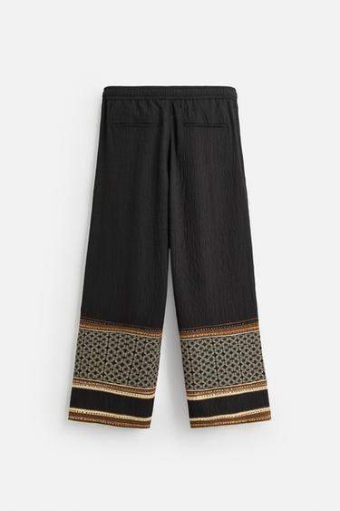 PANTALON COUPE DÉCONTRACTÉE COLOR BLOCK - Noir de Zara - Image 7