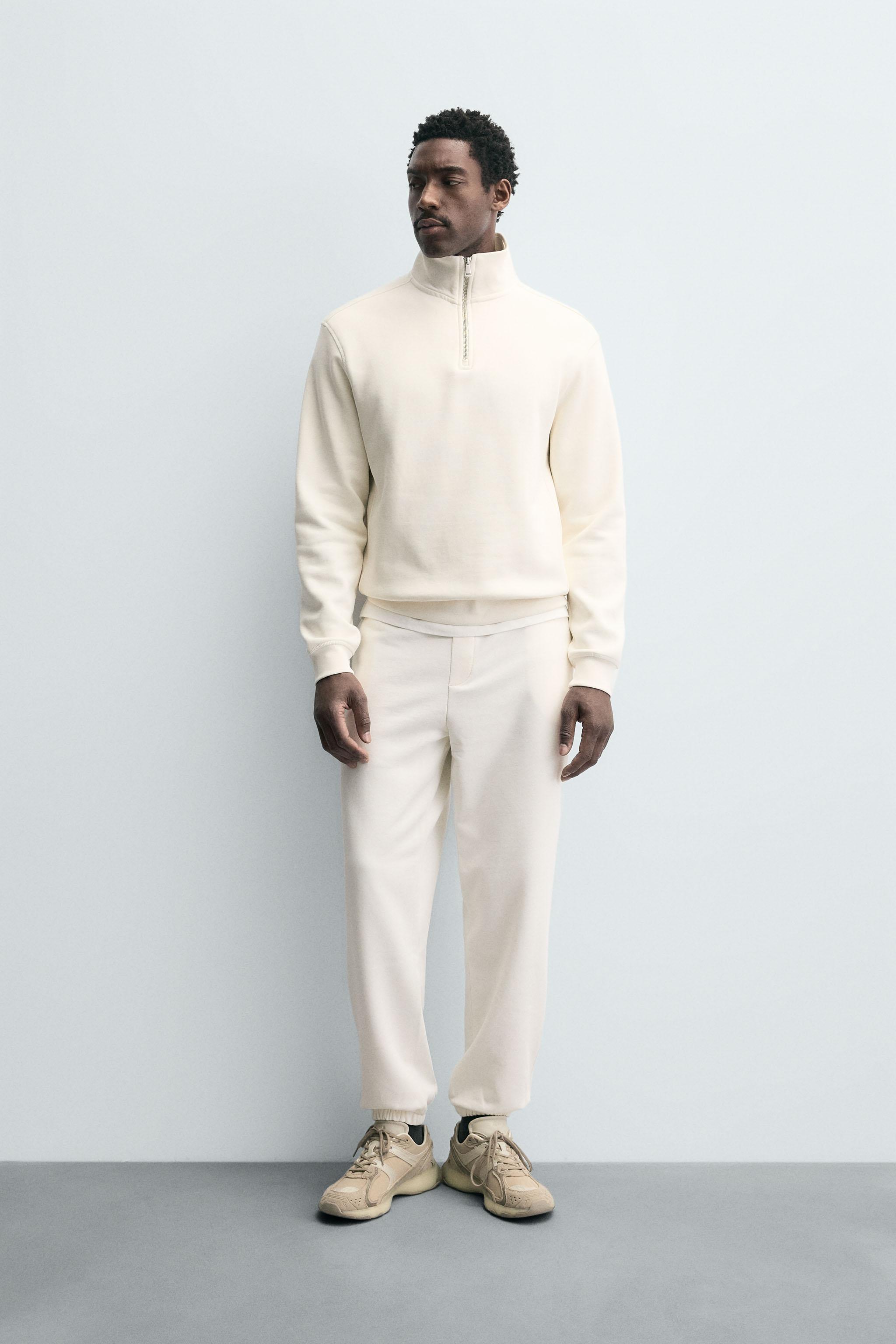 ベーシックジップアップスウェットシャツ - オフホワイト | ZARA Japan