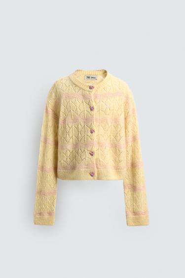 ÁO KHOÁC DỆT KIM MẮT LƯỚI HARRY LAMBERT FOR ZARA X DISNEY - Màu vàng pastel từ Zara