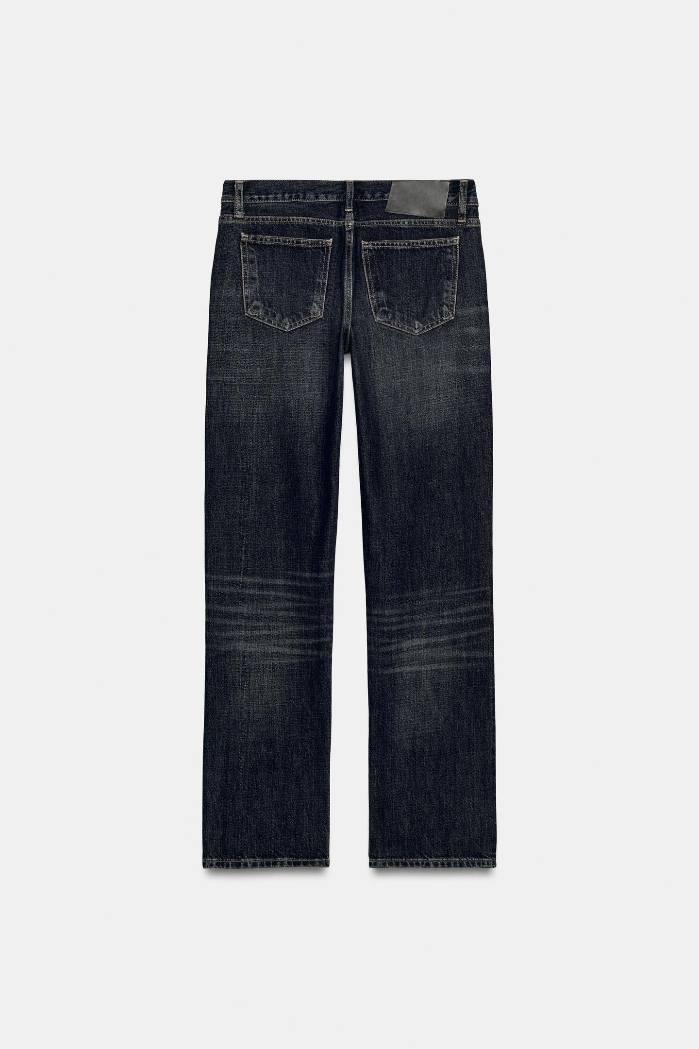 Женские джинсы Zara Mid-Rise Straight Fit Trf, цвет: Тёмно-синий — фото 8