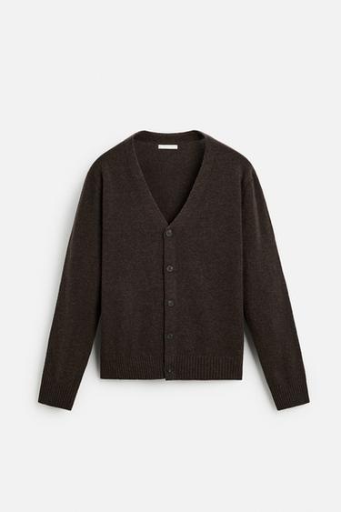 WOOL CARDIGAN - Brown by Zara