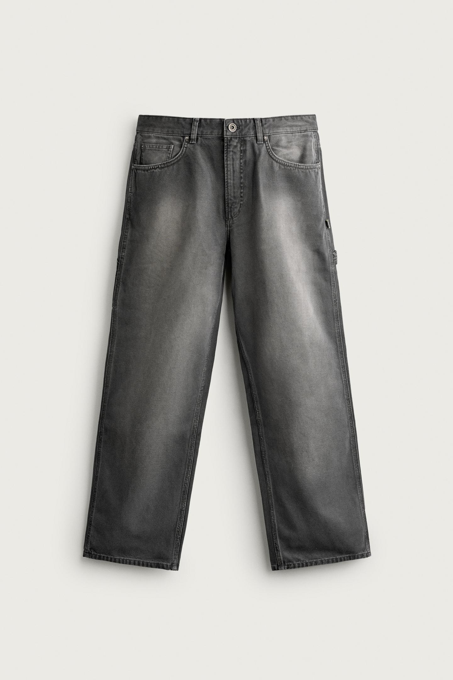 Мужские брюки Zara Relaxed-Fit Carpenter Pocket, цвет: Тёмный серый — фото 6