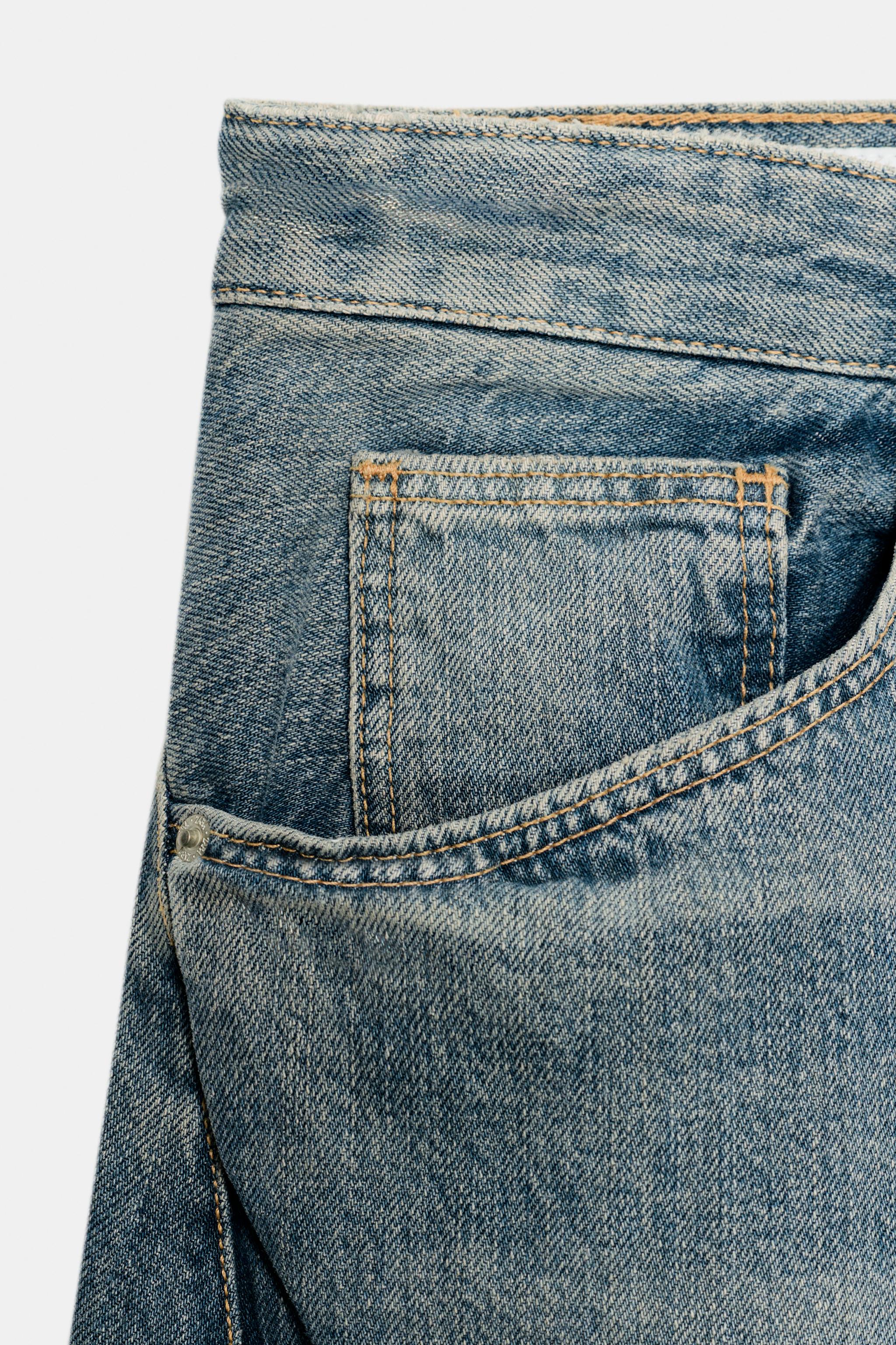 TRF MID-RISE BAGGY OVERSIZE STITCHED JEANS