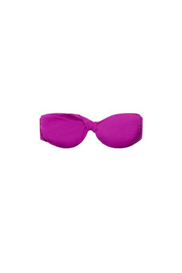 Zaras BANDEAU-BIKINITOPP MED BYGEL OCH KNUT - Magenta