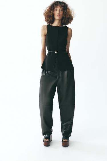 KNIT WAISTCOAT WITH BELT - Black by Zara