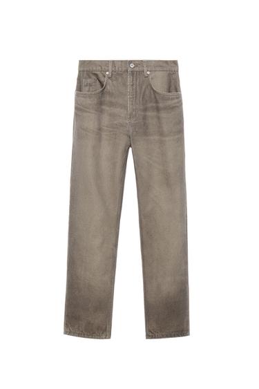 JEANS STRAIGHT FIT LAVADO ESTAMPADO - Marrón de Zara