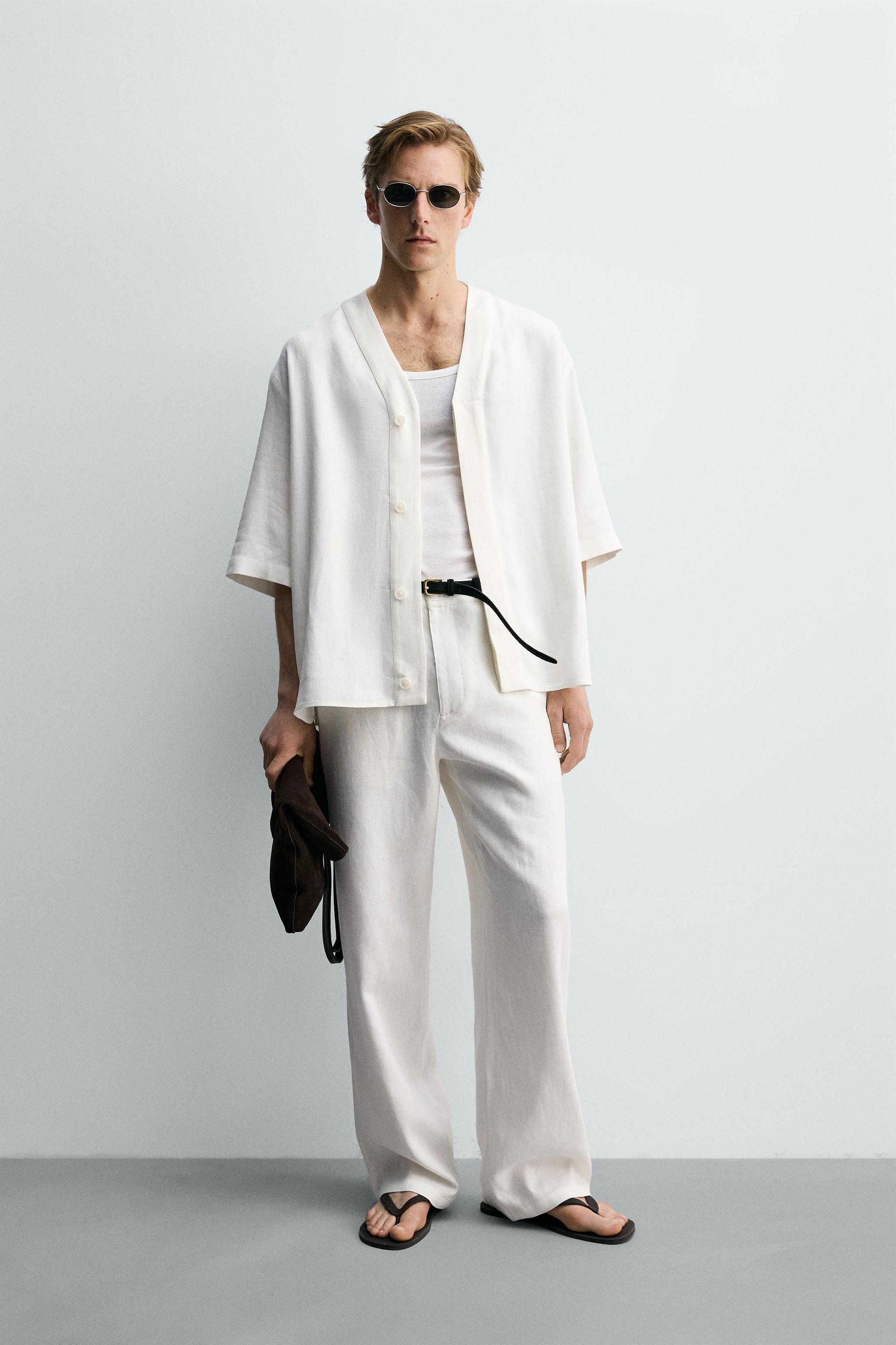 RELAXED FIT VISCOSE-HEMP SHIRT - Oyster-white | ZARA United States