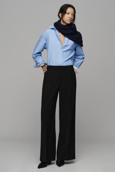 Zara WIDE-LEG PLEATED PANTS - Black
