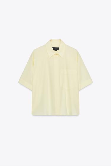 CAMISA POPELÍN BOLSILLO - Amarillo de Zara