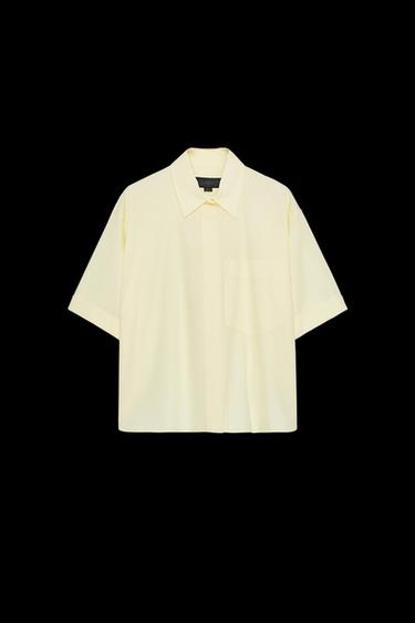 CAMISA POPELÍN BOLSILLO - Amarillo de Zara