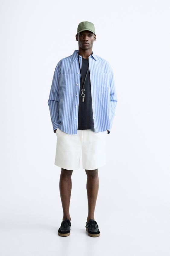 SOFT TEXTURED BERMUDA SHORTS - Oyster-white | ZARA Saudi Arabia