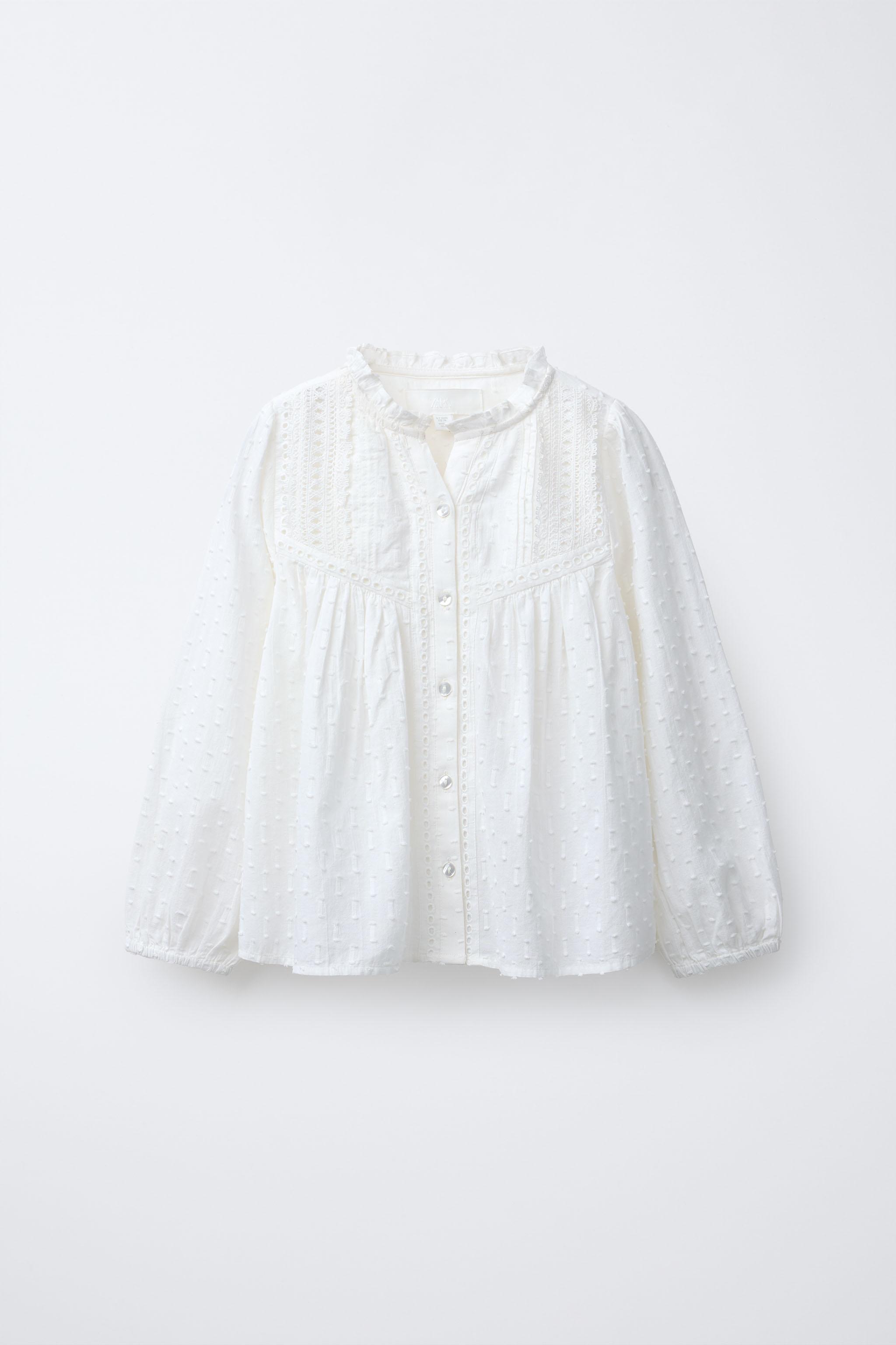 ROMANTIC DOTTED MESH SHIRT - Oyster-white | ZARA South Africa