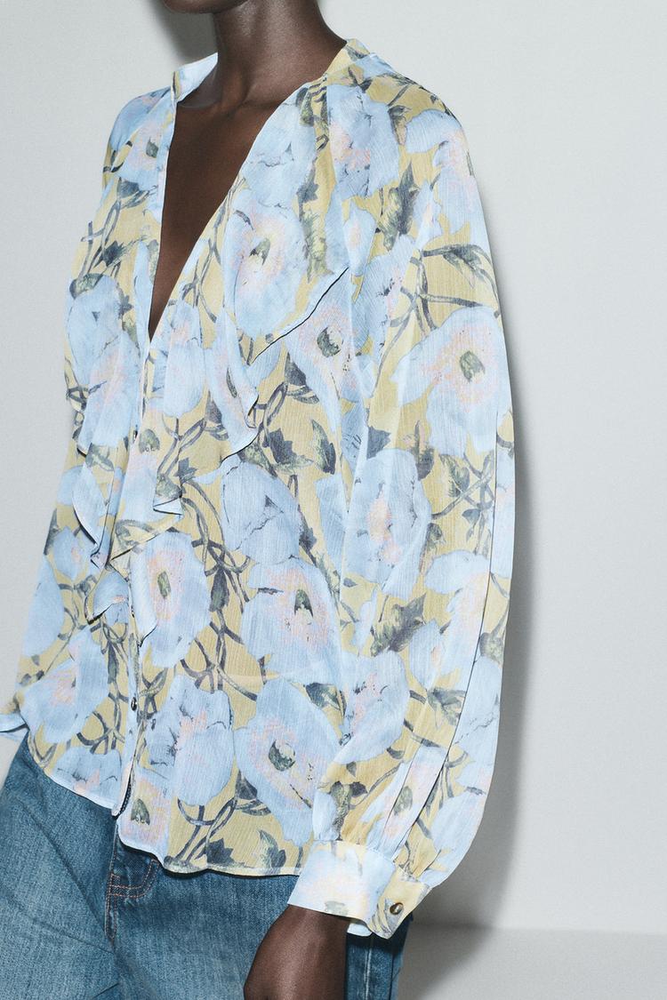 Flores Zara Zara Blusa Estampado Floral CAMISA ESTAMPADA FLORES