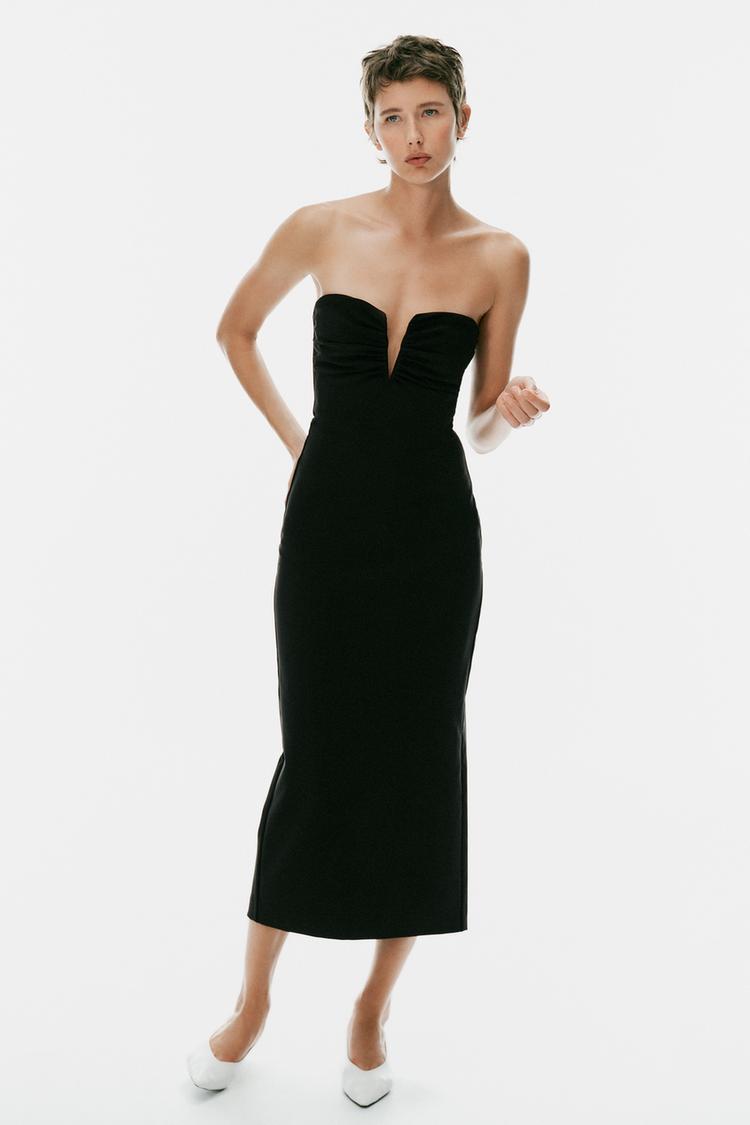 Vestido midi con recortes y fruncido 2
