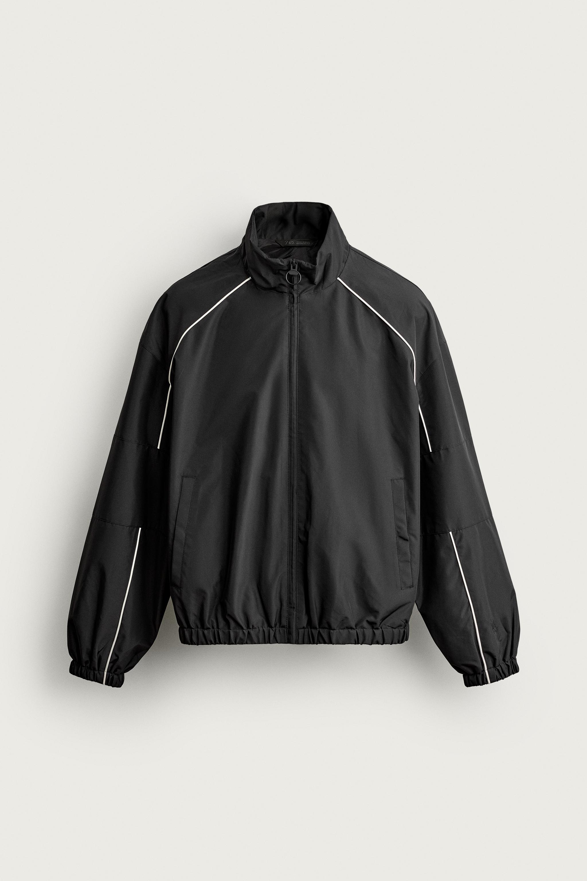 WATER-REPELLENT TECHNICAL CONTRAST JACKET — Black