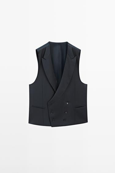 Chaleco traje lana fría - Marino de Zara