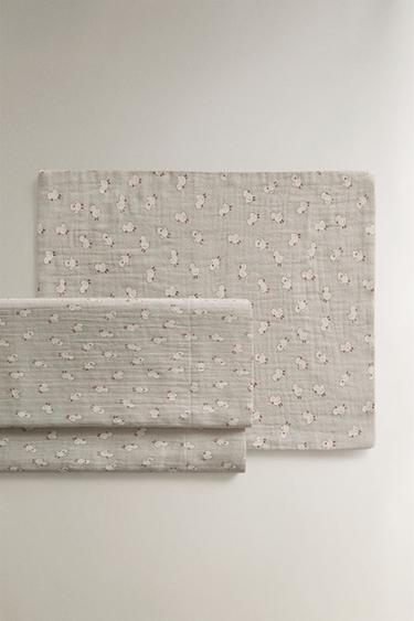CHICK MUSLIN COTTON BABY SHEET SET - رمادي داكن الخاص بـ Zara - صورة 0