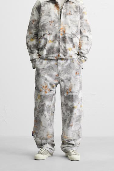 ABSTRACT PRINT CARPENTER TROUSERS - Orange by Zara - Image 1