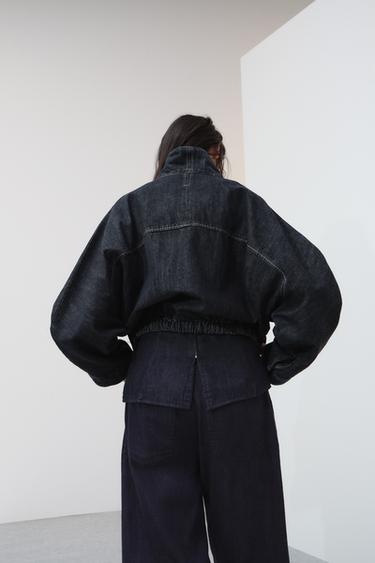 TRF バットウィングスリーブ デニムジャケットダークインディゴブルーZaraのTRF バットウィングスリーブ デニムジャケット - ダークインディゴブルー 