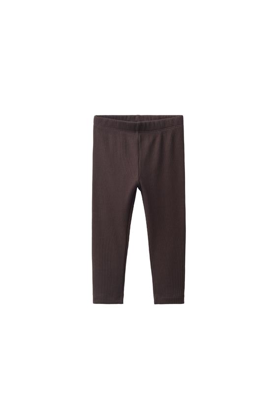 Zara SOLID RIBBED LEGGINGS - Dark brown - Image 0