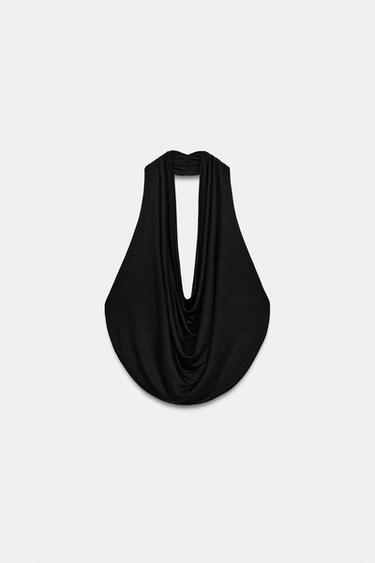 DRAPED HALTER TOP - Black by Zara