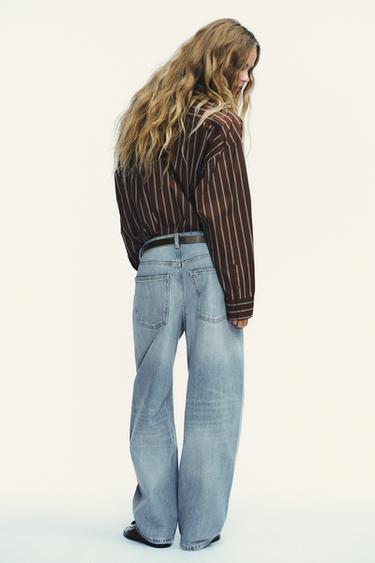TRF BAGGY BALLOON MID-WAIST JEANS - Light blue by Zara - Image 4