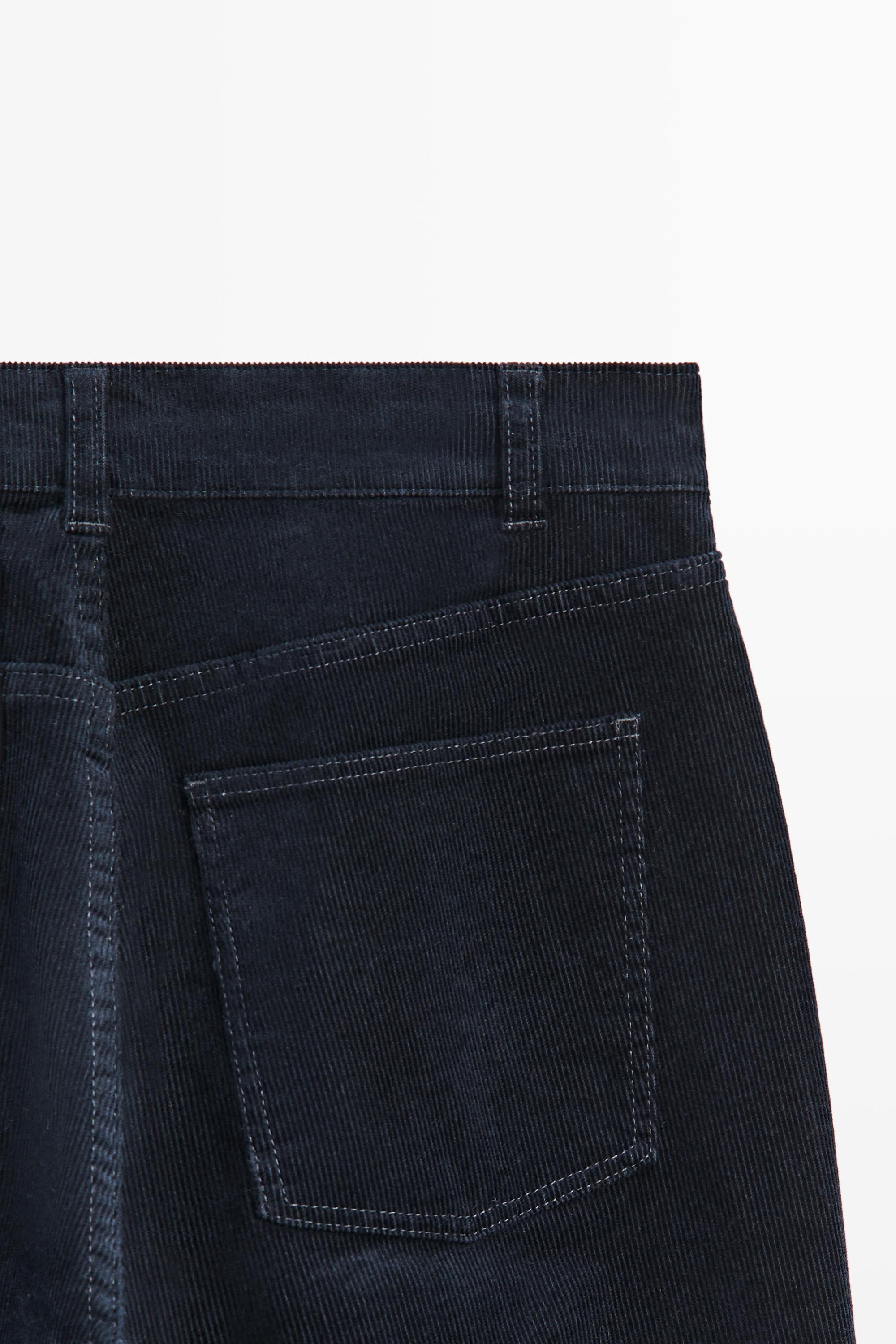 Pantalon slim straight taille moyenne en microvelours