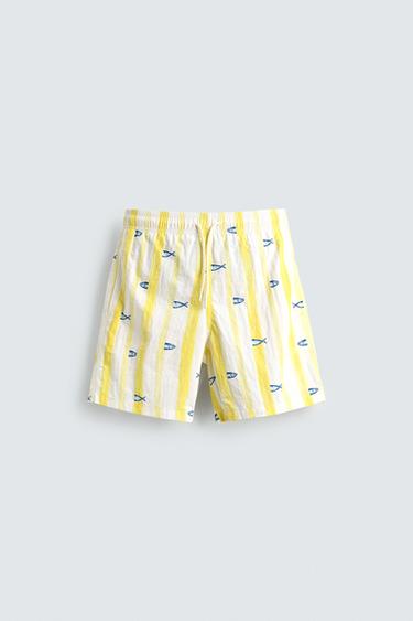 Zara LONG FISH PRINT SWIMSUIT - White