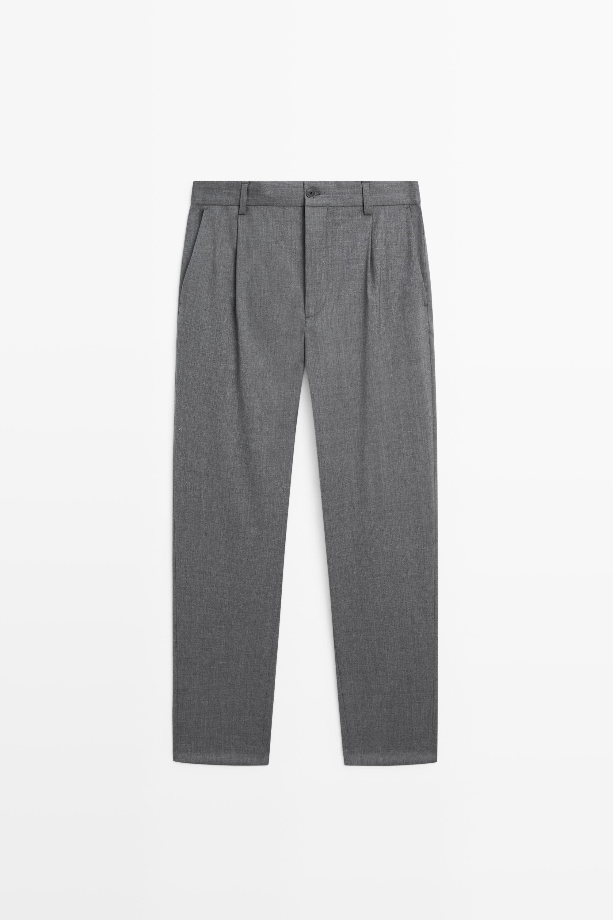 Pantalon à pinces en mélange de laine froide