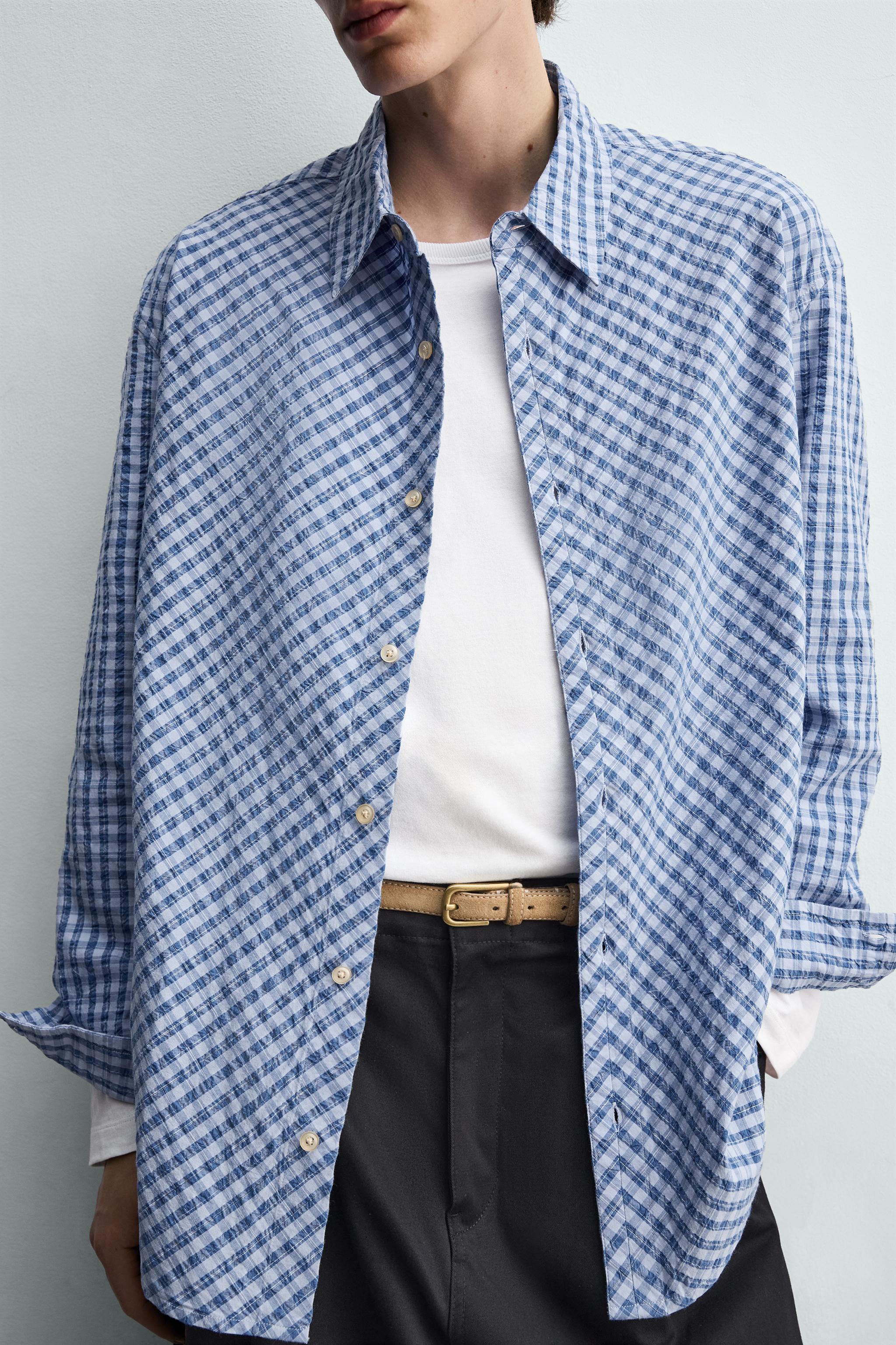 CHEMISE RELAXED FIT À CARREAUX TEXTURÉE