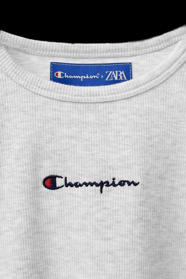 CHAMPION ® X ZARA TEXT RIBBED T-SHIRT - Grey marl by Zara