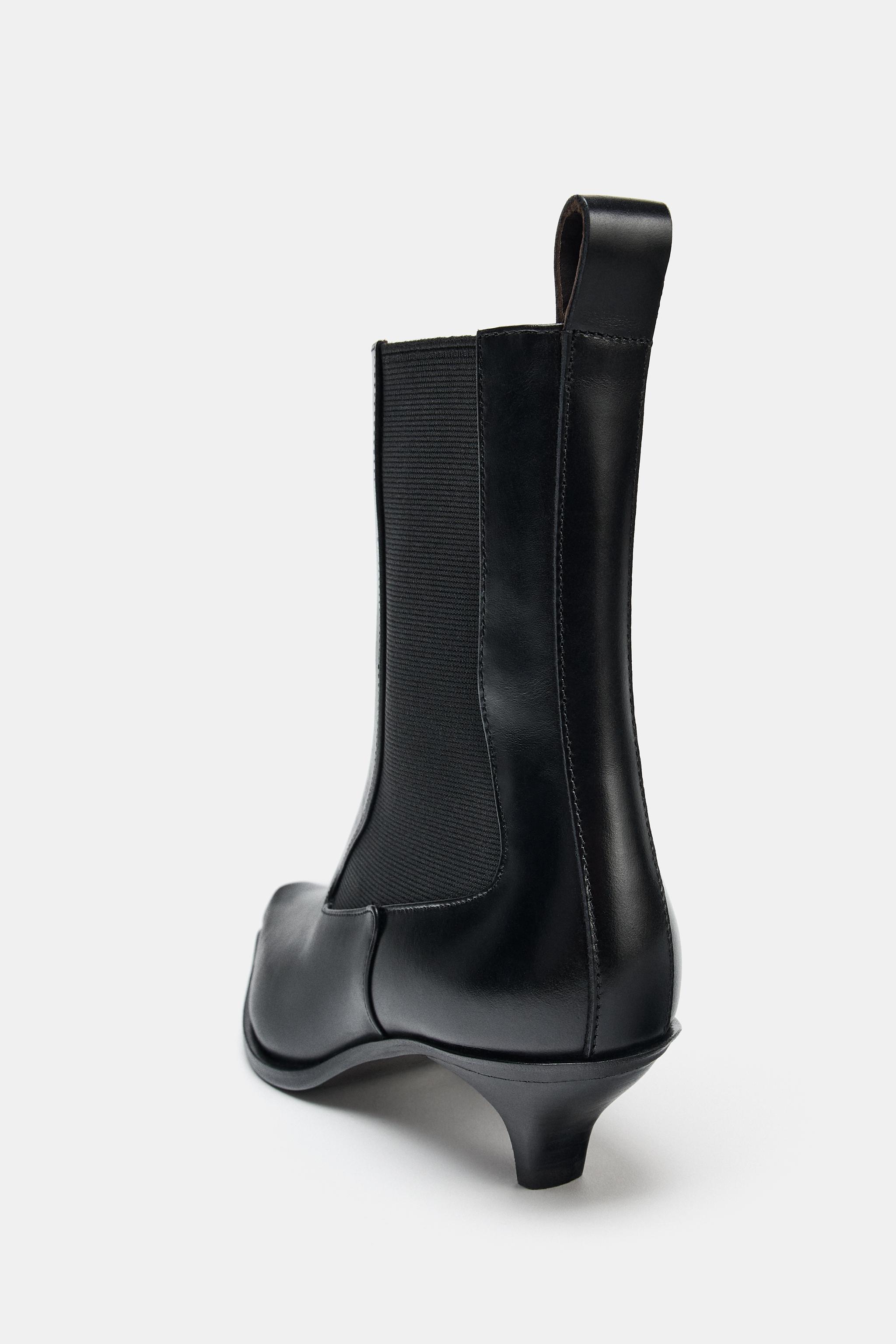 LEATHER KITTEN HEEL ANKLE BOOTS LIMITED EDITION