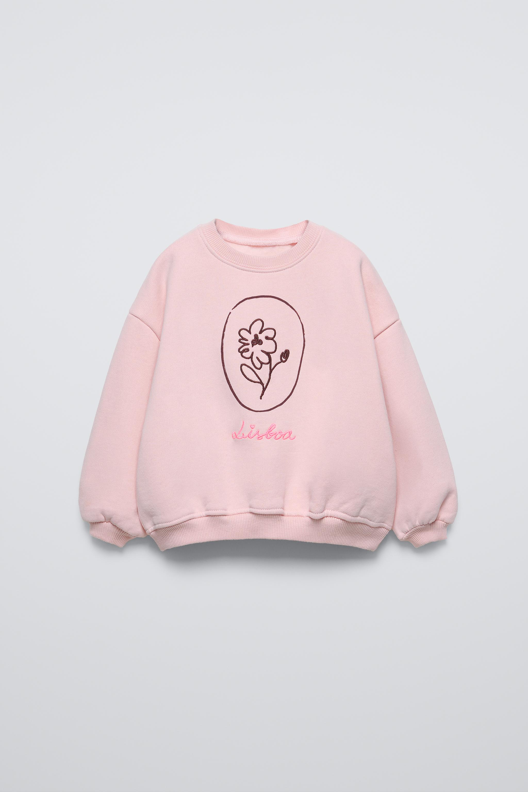 EMBROIDERED SWEATSHIRT - Pink | ZARA United States