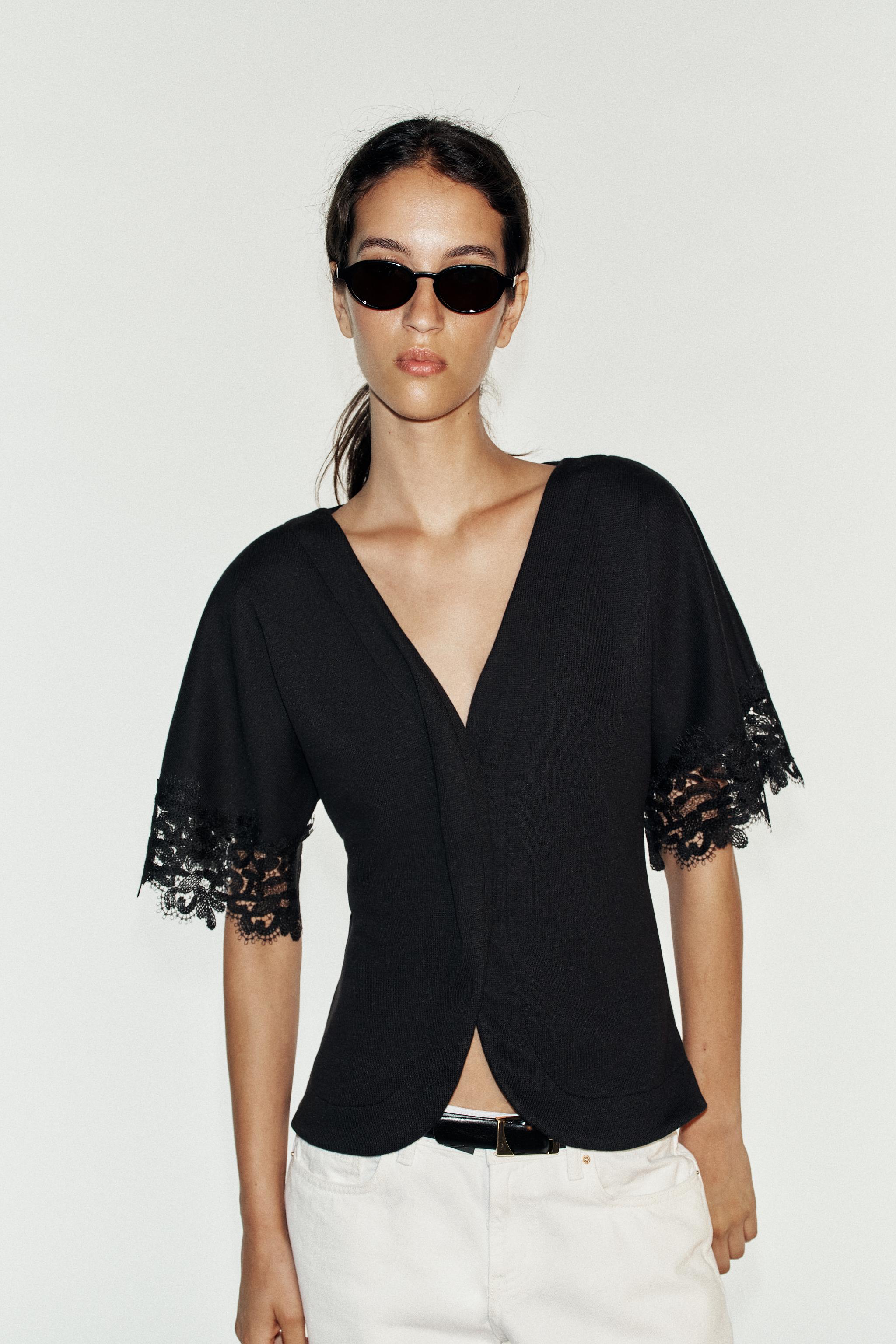 Женские топы Zara SOFT LACE TOP — фото 2