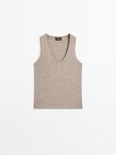 Zara 100% cashmere crew neck top - Mink